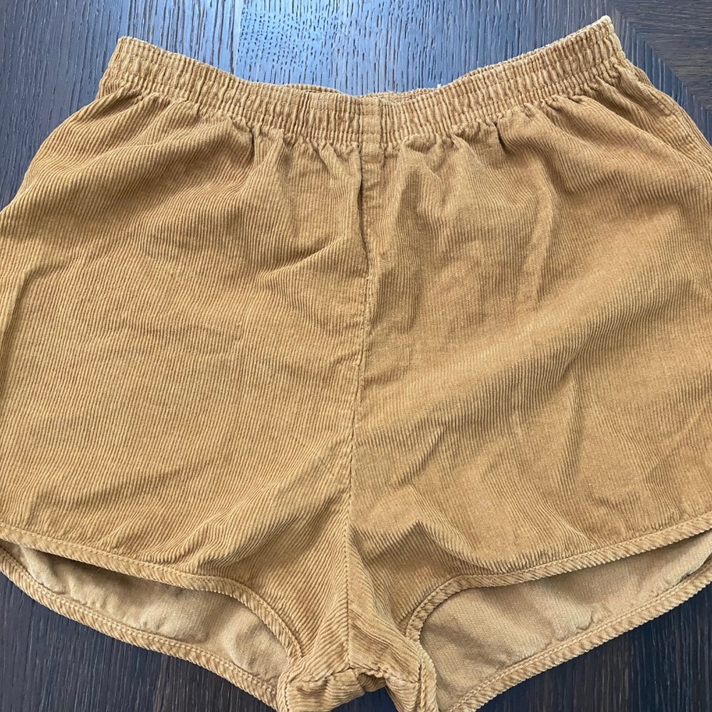 Corduroy high waisted caramel tan shorts pocket NWT Sz L